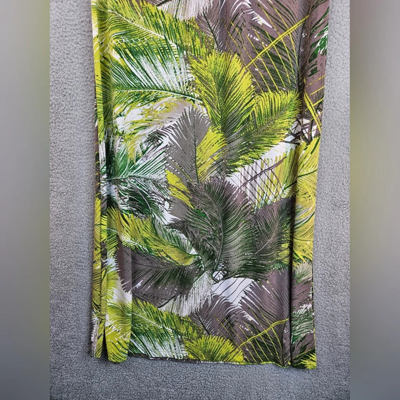 Tori Richards Womens Tropical Leaves Maxi Halter Dress Sz XL Vacation Beach - Picture 4 of 10